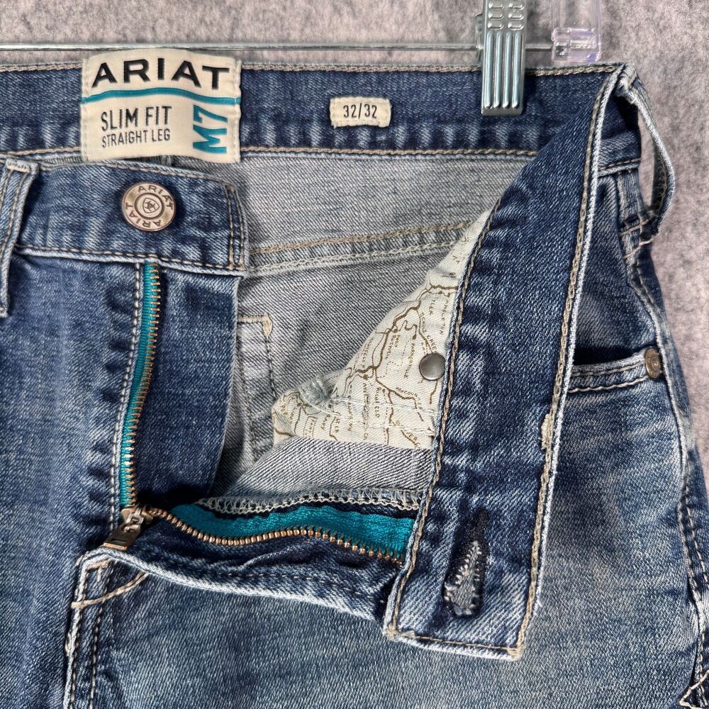 Ariat M7 Slim Fit Straight Leg Jeans Mens 32x32 Measured 30x30 Blue Western - Picture 6 of 12